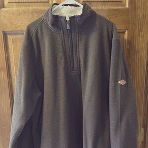 ORVIS Men's Brown Sherpa Lined Waffle Knit Quarter-Zip Pullover - Like New (XXL)